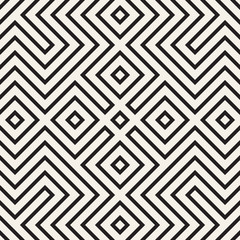 Trendy Monochrome Line Lattice. Vector Seamless Black and White Pattern.