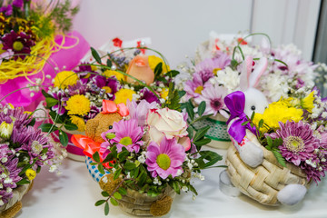 Obraz na płótnie Canvas Bouquet of flowers, roses, iris, tulip,