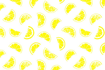 Lemon pattern. Seamless pattern. Lemon pattern illustration. Fresh lemon slices on white background. Lemon seamless background. Lemon pieces on white background. Lemon slices background