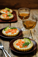 Shrimp cream cheese mousse dill cucumber tartlet