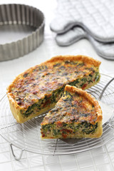 homemade spinach bacon quiche, florentine quiche, french food
