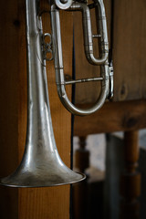Old vintage trumpet detail