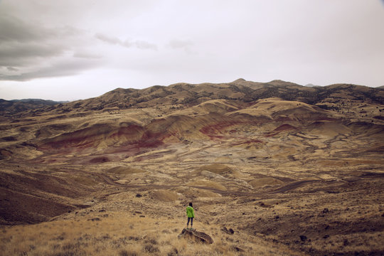 Hiker looking at view