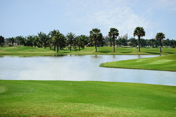Obraz premium Golf course design created from harming natural resources, as well as many talented golfers.