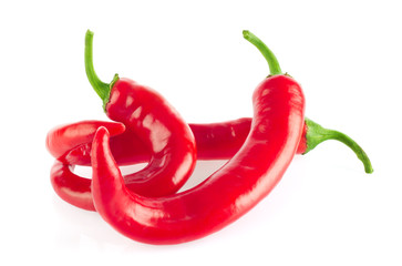 Three organic red hot chili peppers