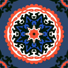 Suzani, vector pattern with bold ornament