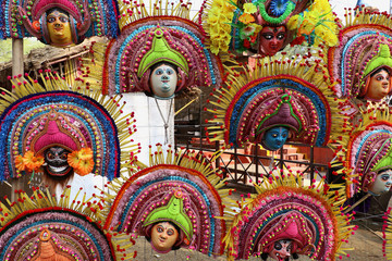 Attractive mask of god and goddess; dancers wear masks, bright costumes and dance on particular occasion.