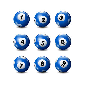 Vector Bingo / Lottery Number Balls Set - Blue - 1 to 9