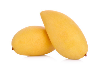 King of fruits;  yellow Mango fruit duo isolated on white background