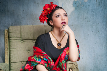 Portrait of a young girl in spanish clothing