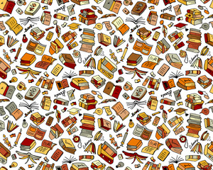 Fototapeta premium Books collection, seamless pattern for your design