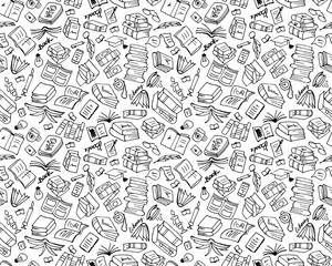 Materiał do szycia Books collection, seamless pattern for your design