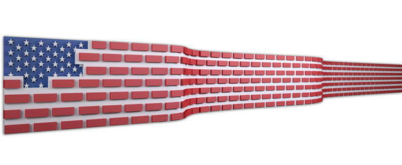 American flag as a brick wall
