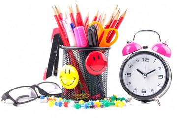 School supplies isolated on white background