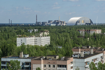 Panorama of ghost city Pripyat, near Chernobyl, Ukraine