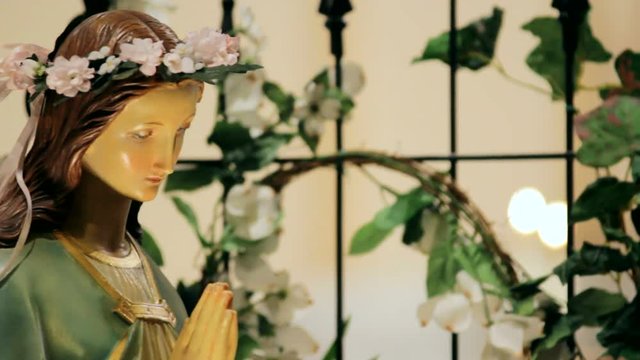 Virgin Mary statue in a church.