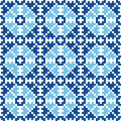 Abstract seamless geometric blue ethnic pattern