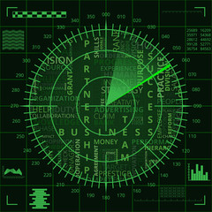 Business radar screen of green shades