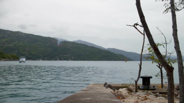 View of mountains in Haiti from a dock in Labadee.