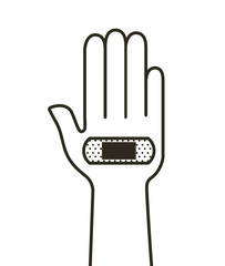 hand with band aid icon over white background. vector illustration