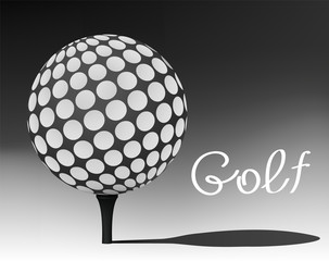 Golf ball in tee like a globe. Night.