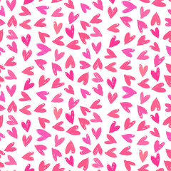 Velentine's day pattern with hand painted hearts.