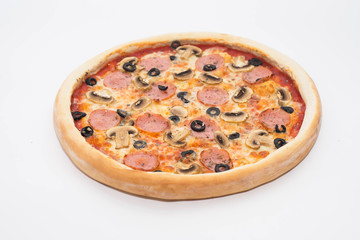 pizza, delicious, cheese, ham, ketchup, Italian, appetizing,   for beer