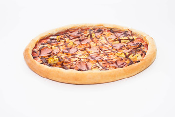 pizza, delicious, cheese, ham, ketchup, Italian, appetizing,   for beer