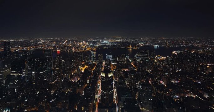 Metropolis at night, New York high angle view time lapse
