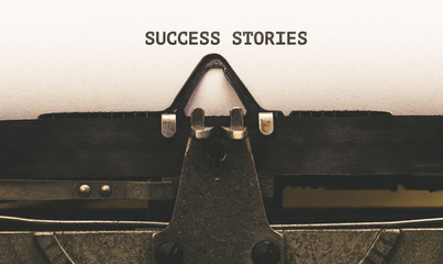 Succes Stories, Text on paper in vintage type writer from 1920s