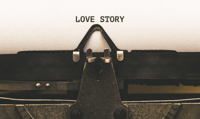 Love Story, Text on paper in vintage type writer from 1920s