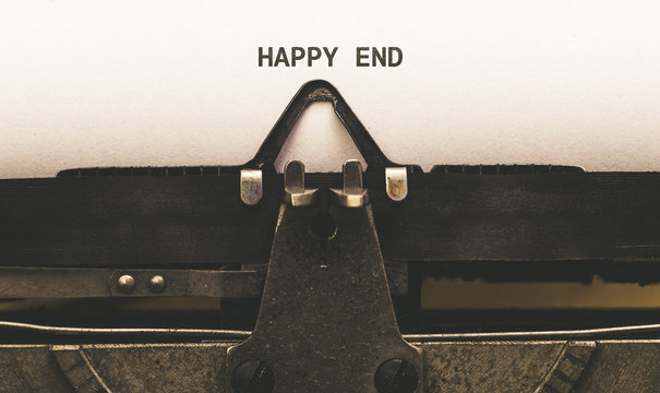Happy End, Text on paper in vintage type writer from 1920s