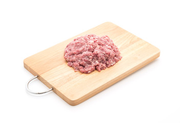 mince pork on wood board