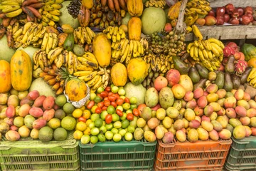 Zelfklevend Fotobehang local marketplace fruit shop from tropical country © carles