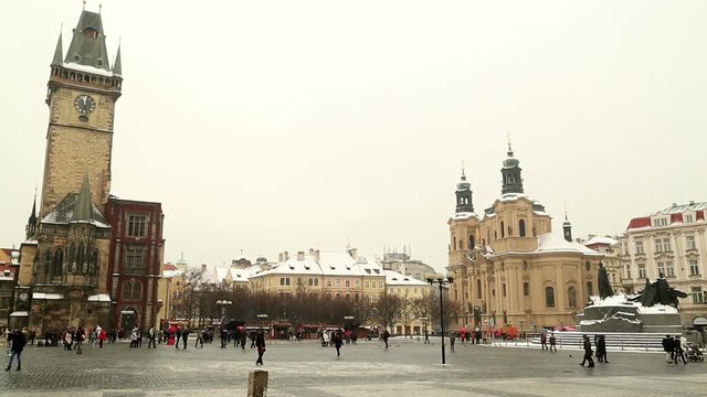 Old town square in Prague, Czech republic February  07, 2017