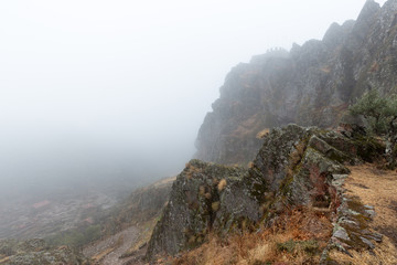 Landscape with fog in Penha Garcia. Portugal.