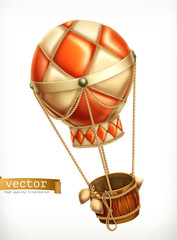 Fototapeta na wymiar Hot air balloon, 3d vector icon
