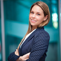 Smiling businesswoman outdoor