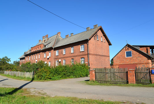 View of Vokzalnaya Street in Znamensk, the Kaliningrad region