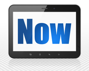 Time concept: Tablet Pc Computer with Now on display