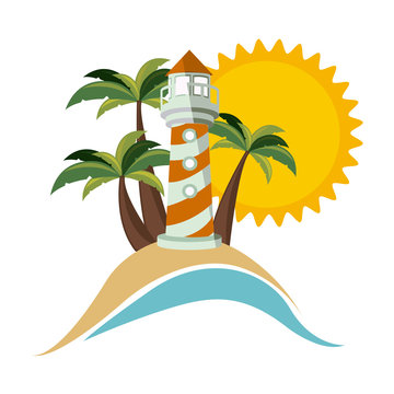 symbol beach with lighthouse icon image, vector illustration