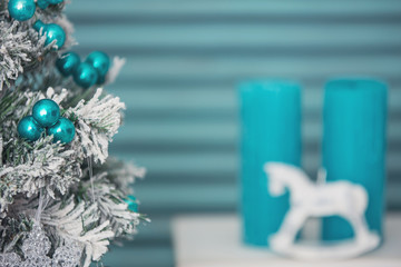 Christmas tree branch and candles