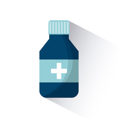 medicine bottle icon over white background. first aid concept. colorful design. vector illustration