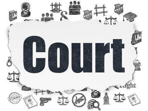 Law concept: Court on Torn Paper background