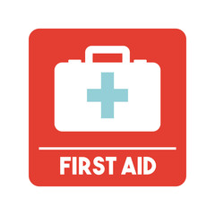 Obraz premium first aid briefcase over white background. colorful design. vector illustration