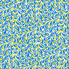 Vector pattern with abstract shapes in bright blue