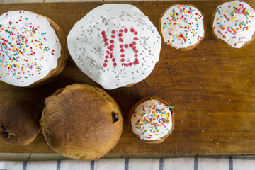 Easter cake on wood board