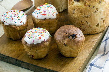 Easter cake on wood board