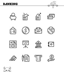 Banking flat icon set.