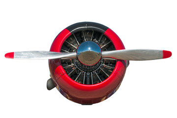 Red and Black AT-6 Texan Engine and Propeller
